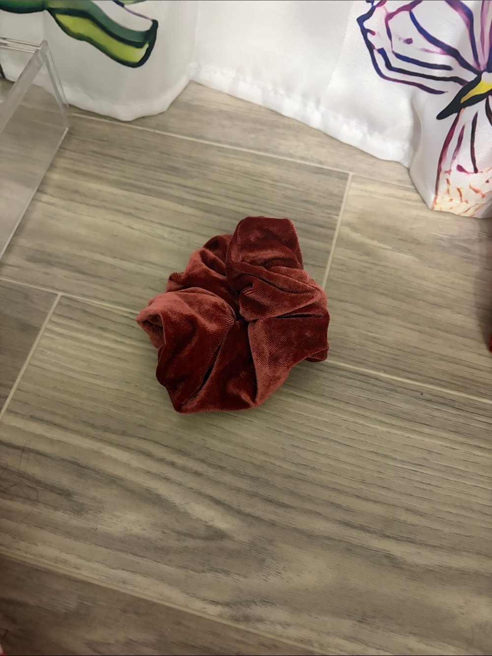 Velvet Hair Scrunchie - Rust Red